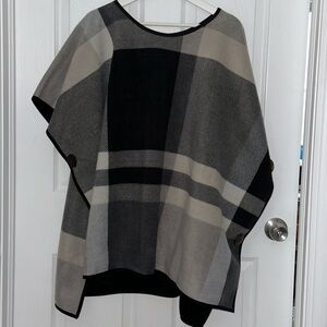 Simonetta Fleece Plaid Poncho-one size